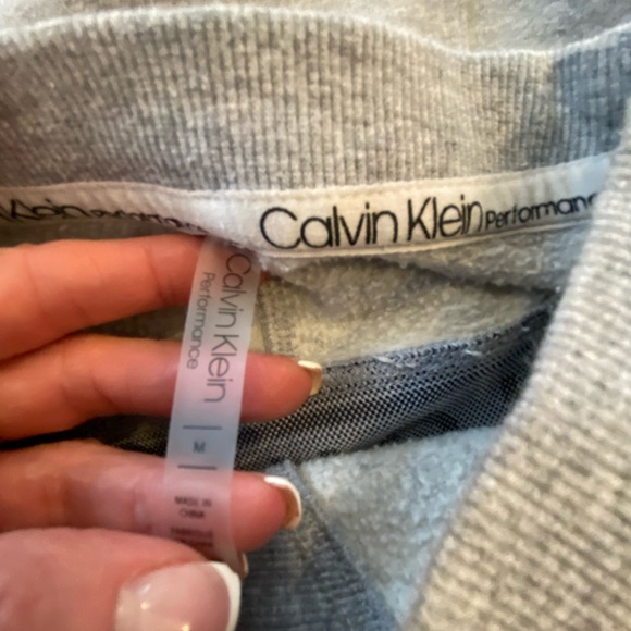 Calvin Klein Womens Grey Crew Neck Sweatshirt with White Knit Logo / Size M. - Picture 9 of 12